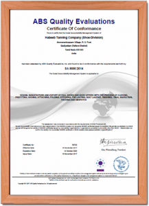 certificate for conformance - habeeb tanning company (shoe-division)